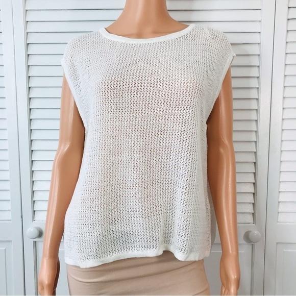 New ALFANI Comfort Luxe Shiitake Sleeveless Sheer Sweater Size Petite Large - Picture 1 of 8